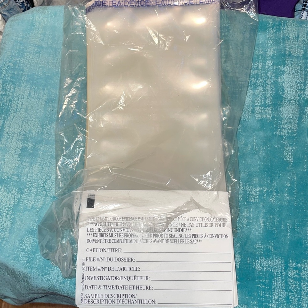 TYPE #2 TAMPERPROOF EVIDENCE BAG clear Police RCMP OPP PI investigators bags new